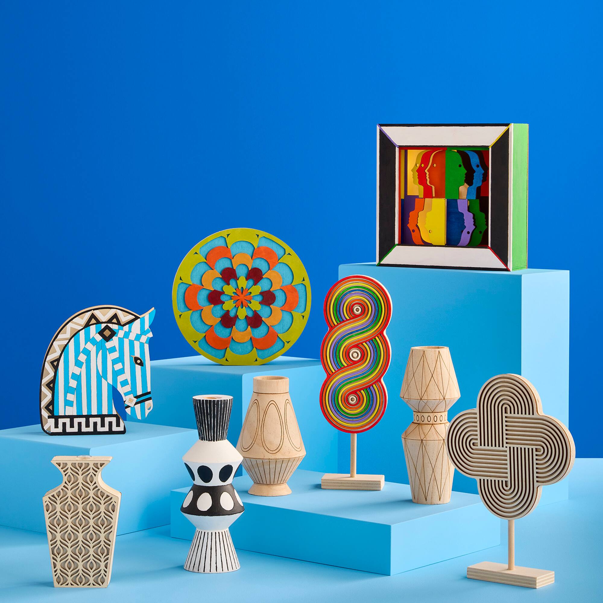 Jonathan Adler x Michaels 9.25" Pompidou Loops Trio DIY Wood Tabletop Décor with Stand